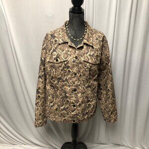 Denim 24/7 Jacket Womens Size 26W Reptile Print Trucker Style Button Up Casual